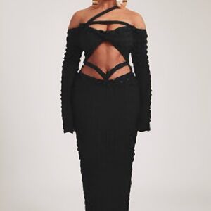 BBXBRAND Black Twisted Bandeau Maxi Dress